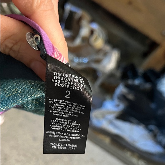 Custo Premium Purple Black Owl Silk Blend Sequined Tank Top Size 2 - Picture 4 of 8